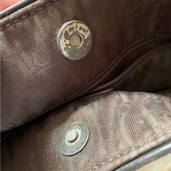 Authentic DIOR Ethnic Collection Brown Diorissimo Print Leather and Canvas Purse - Picture 6 of 15